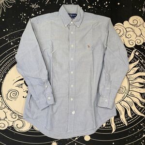 Polo Ralph Lauren Long Sleeve Button Down Shirt Mens Large Blue Preppy Casual
